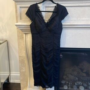 Black midi ruched formal dress. Size 12.